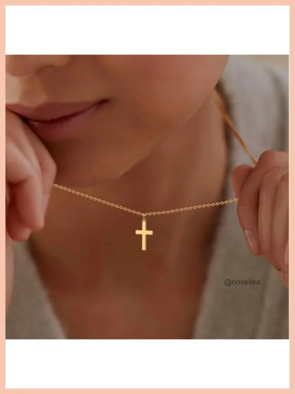 Gold Plated Cross Layered Stack Necklace for Women Trendy